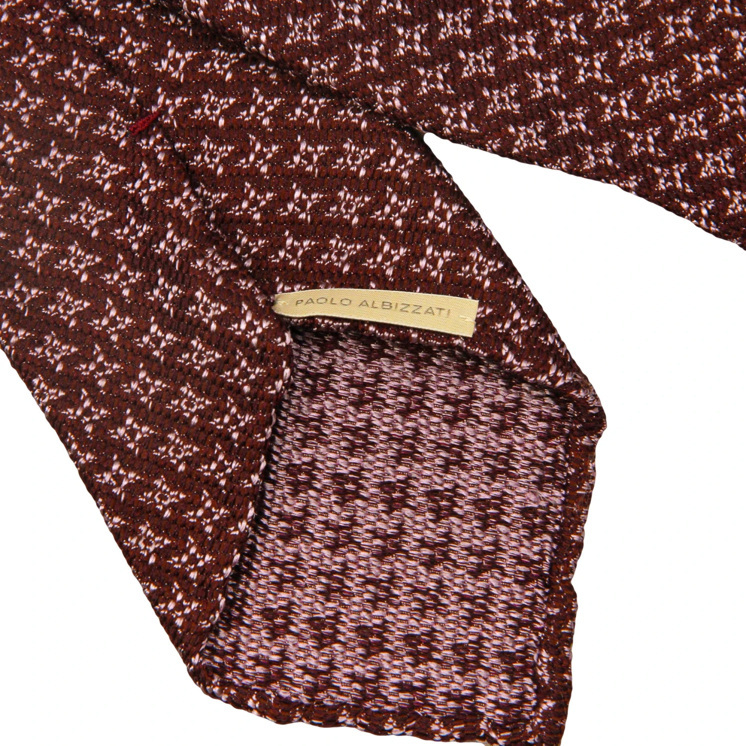 Bordeaux Houndstooth Silk-Wool Untipped Tie - Paolo Albizzati 4 Bordeaux Houndstooth Silk-Wool Untipped Tie - Paolo Albizzati - Image 2