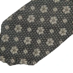 Gray Flower Motif Silk-Wool Untipped Tie - Paolo Albizzati 5 Gray Flower Motif Silk-Wool Untipped Tie - Paolo Albizzati -ETON Store PAOLO ALBIZZATI BOUTIQUE JACQUES P7133 4 1