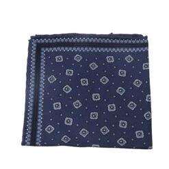 Blue Geometric Motif Reversible Silk Hankie - Paolo Albizzati