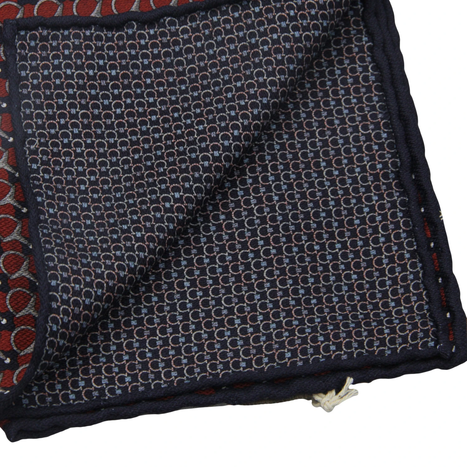 Red & Blue Equestrian Motif Reversible Silk Hankie - Paolo Albizzati 7 Red & Blue Equestrian Motif Reversible Silk Hankie - Paolo Albizzati - Image 5