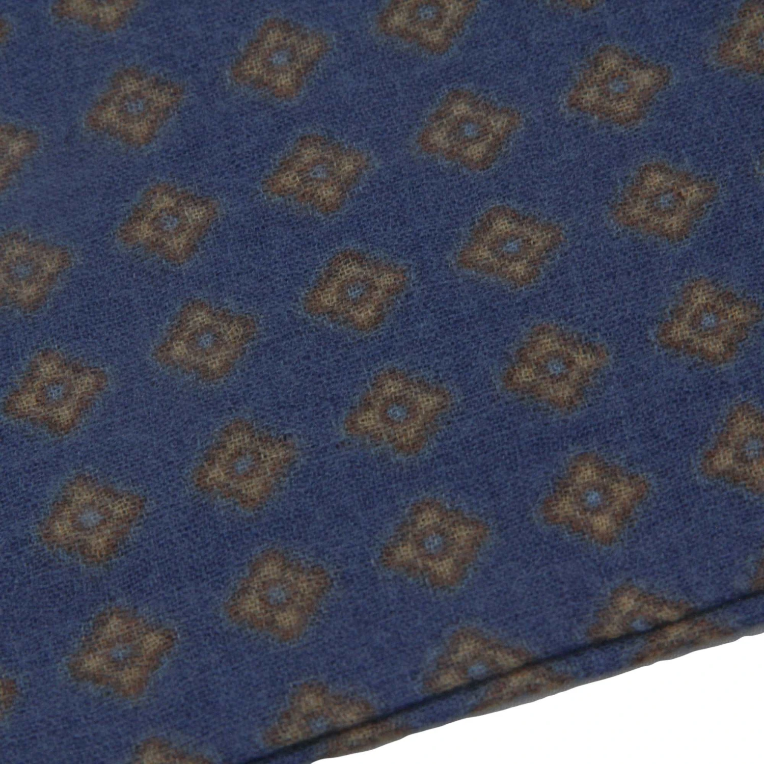 Blue & Brown Medallion Wool-Silk Hankie - Paolo Albizzati 4 Blue & Brown Medallion Wool-Silk Hankie - Paolo Albizzati - Image 2