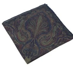 Blue & Purple Paisley Wool-Silk Hankie - Paolo Albizzati