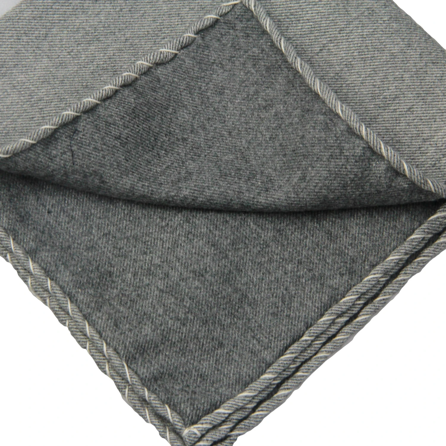 Gray Solid Cotton Reversible Hankie With Contrast Stitching - Paolo Albizzati 4 Gray Solid Cotton Reversible Hankie With Contrast Stitching - Paolo Albizzati - Image 2