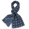 Blue Medallion/Herringbone Reversible Wool Scarf - Paolo Albizzati 1 Blue Medallion/Herringbone Reversible Wool Scarf - Paolo Albizzati -ETON Store PAOLO ALBIZZATI BOUTIQUE JACQUES SC2087 1 1
