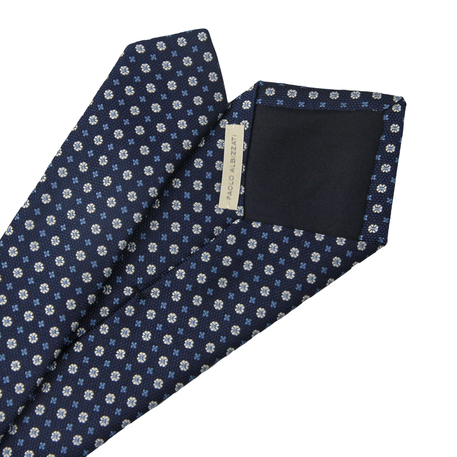 Royal Blue & Gray Micro-Floral Silk Tie - Paolo Albizzati 5 Royal Blue & Gray Micro-Floral Silk Tie - Paolo Albizzati - Image 3