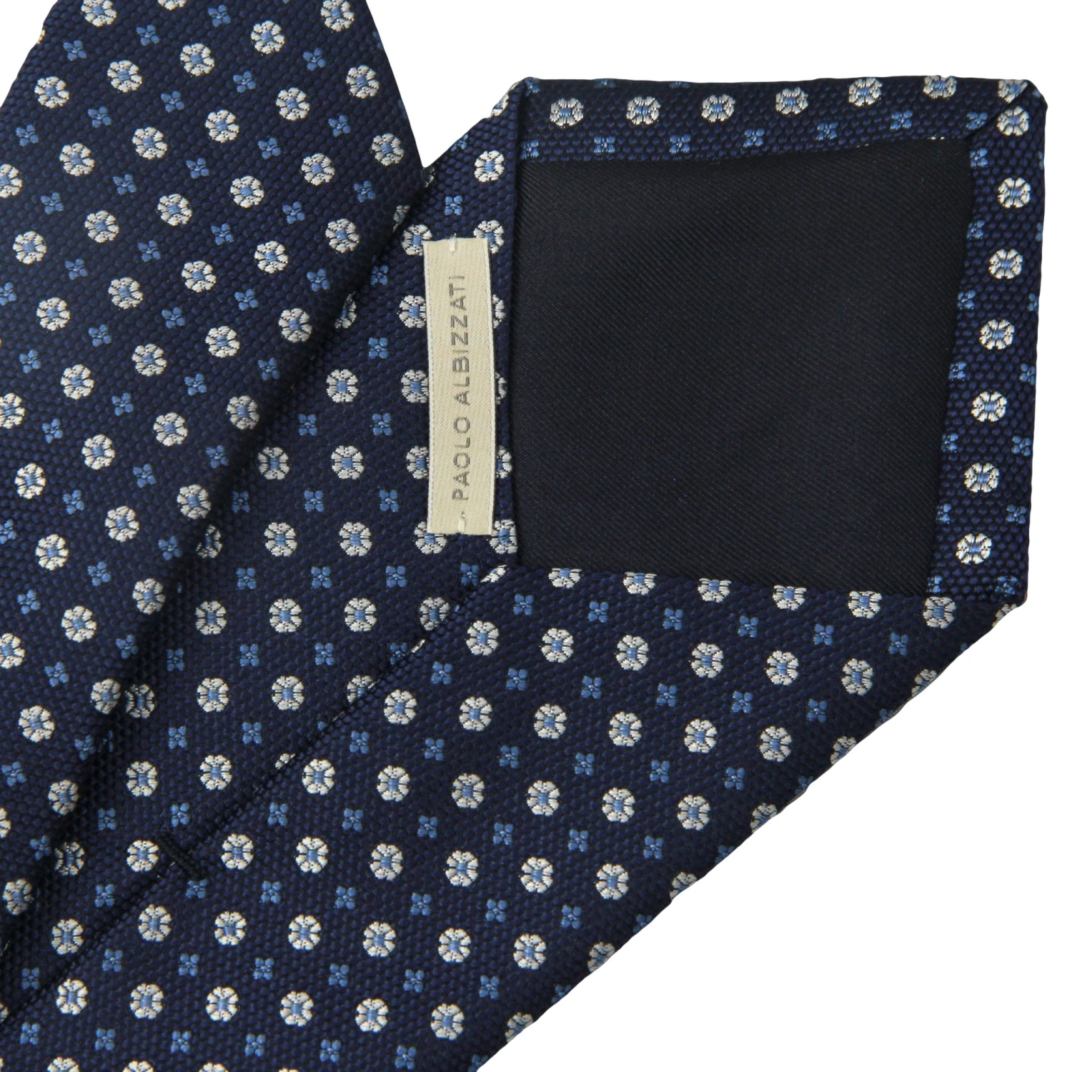 Royal Blue & Gray Micro-Floral Silk Tie - Paolo Albizzati 6 Royal Blue & Gray Micro-Floral Silk Tie - Paolo Albizzati - Image 4