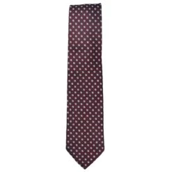 Burgundy & Gray Micro-Floral Silk Tie - Paolo Albizzati