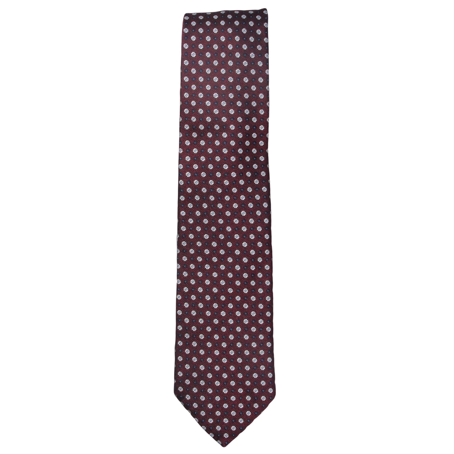 Burgundy & Gray Micro-Floral Silk Tie - Paolo Albizzati 3 Burgundy & Gray Micro-Floral Silk Tie - Paolo Albizzati