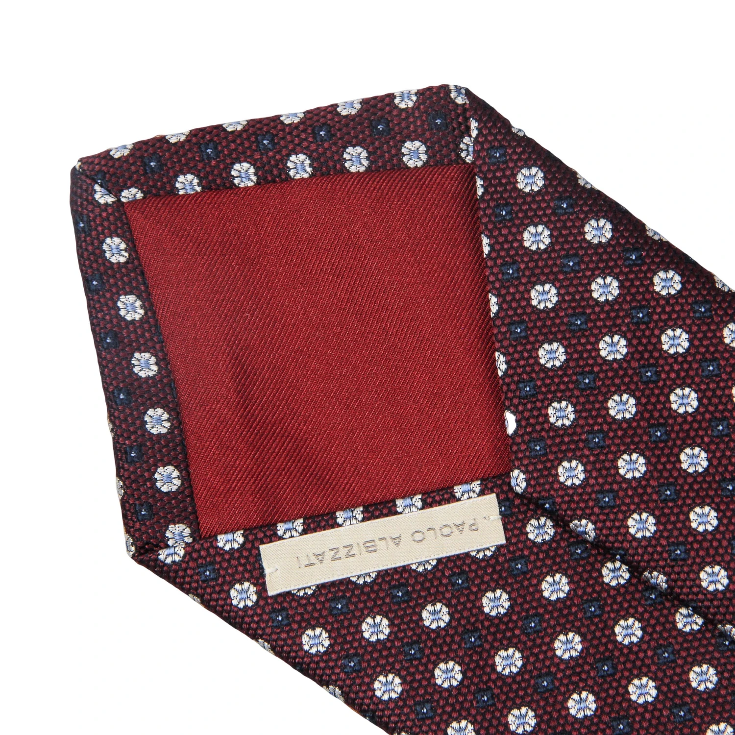 Burgundy & Gray Micro-Floral Silk Tie - Paolo Albizzati 5 Burgundy & Gray Micro-Floral Silk Tie - Paolo Albizzati - Image 3