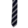 Navy Striped Silk Bouclé Untipped Tie - Paolo Albizzati