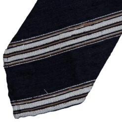 Navy Striped Silk Bouclé Untipped Tie - Paolo Albizzati 6 Navy Striped Silk Bouclé Untipped Tie - Paolo Albizzati -ETON Store PAOLO ALBIZZATI P7077 01 3