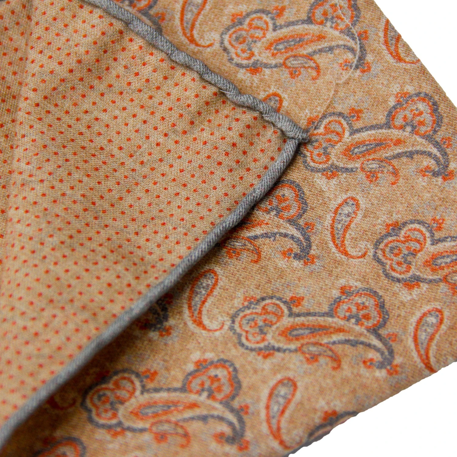 Orange Paisley Woven Wool Hankie - Paolo Albizzati 5 Orange Paisley Woven Wool Hankie - Paolo Albizzati - Image 3