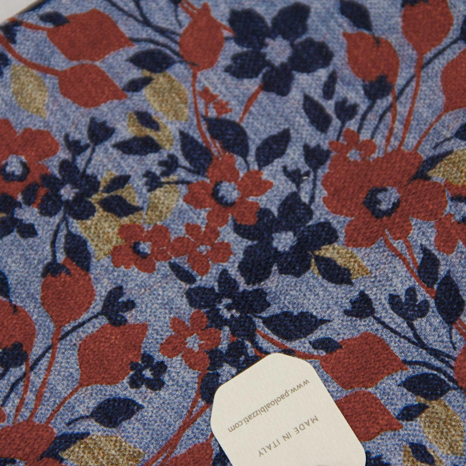 Blue & Red Floral/Paisley Reversible Silk Hankie - Paolo Albizzati 4 Blue & Red Floral/Paisley Reversible Silk Hankie - Paolo Albizzati - Image 2