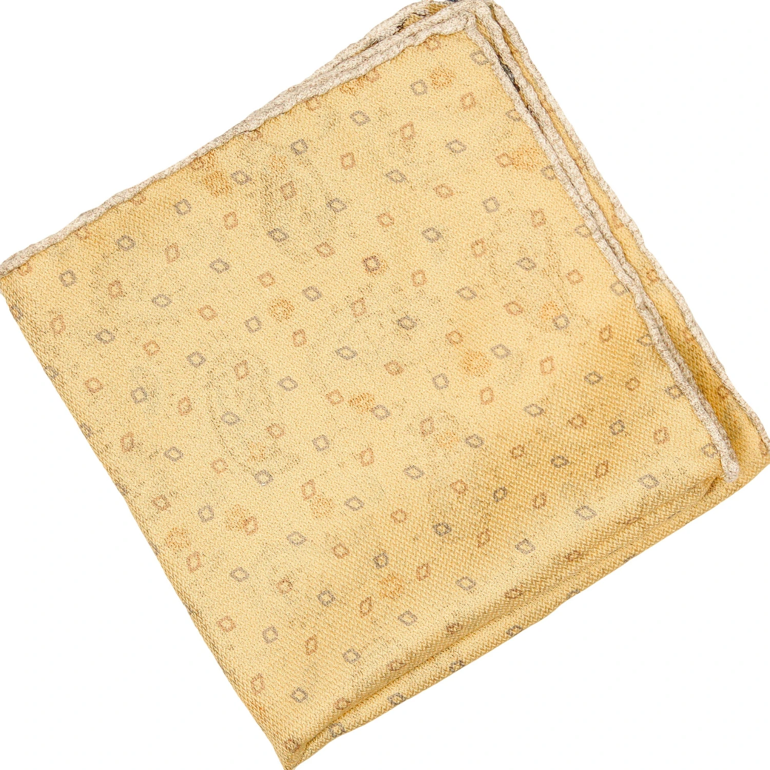Yellow Paisley/Geometric Pattern Reversible Silk Hankie - Paolo Albizzati 4 Yellow Paisley/Geometric Pattern Reversible Silk Hankie - Paolo Albizzati - Image 2