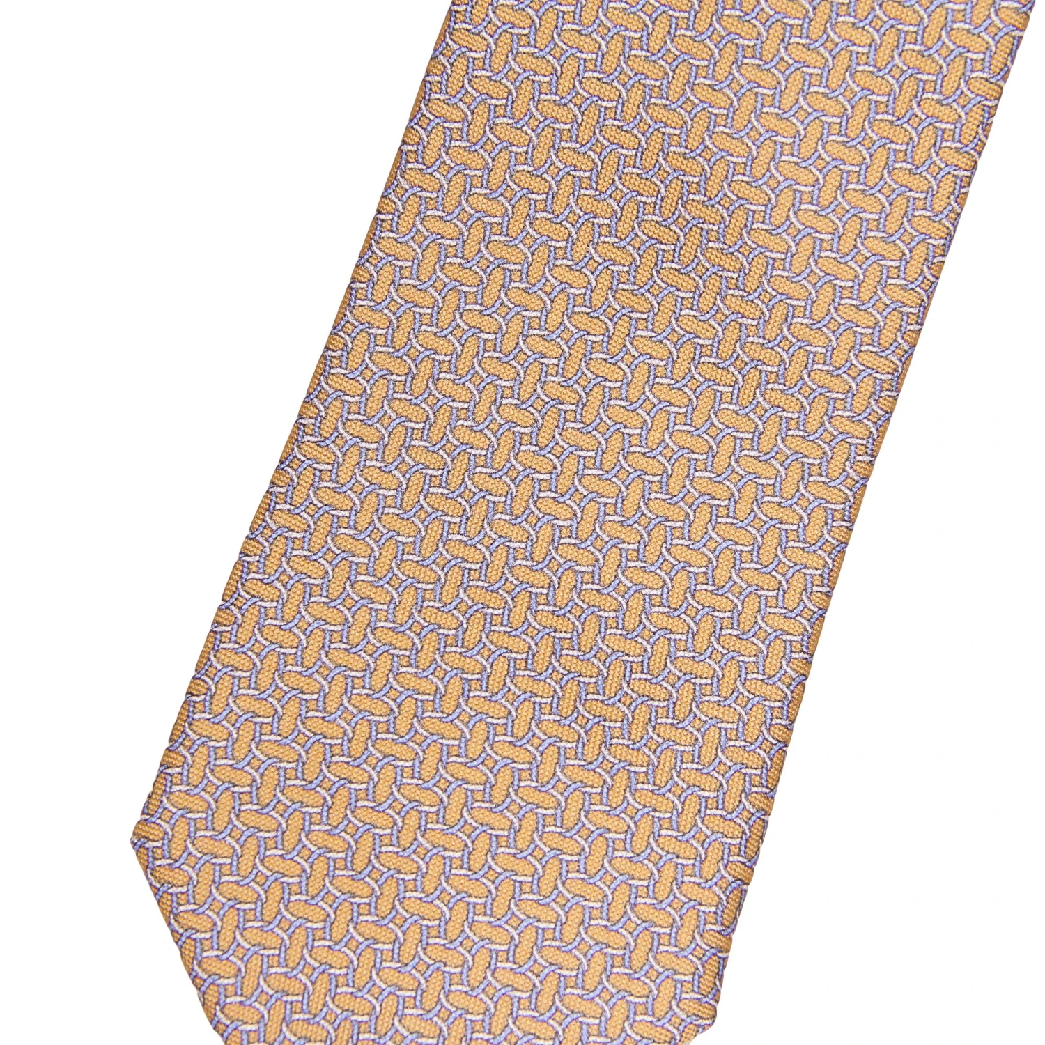 Peachy Orange Geometric Chain-Motif Silk Tie - Paolo Albizzati 3 Peachy Orange Geometric Chain-Motif Silk Tie - Paolo Albizzati