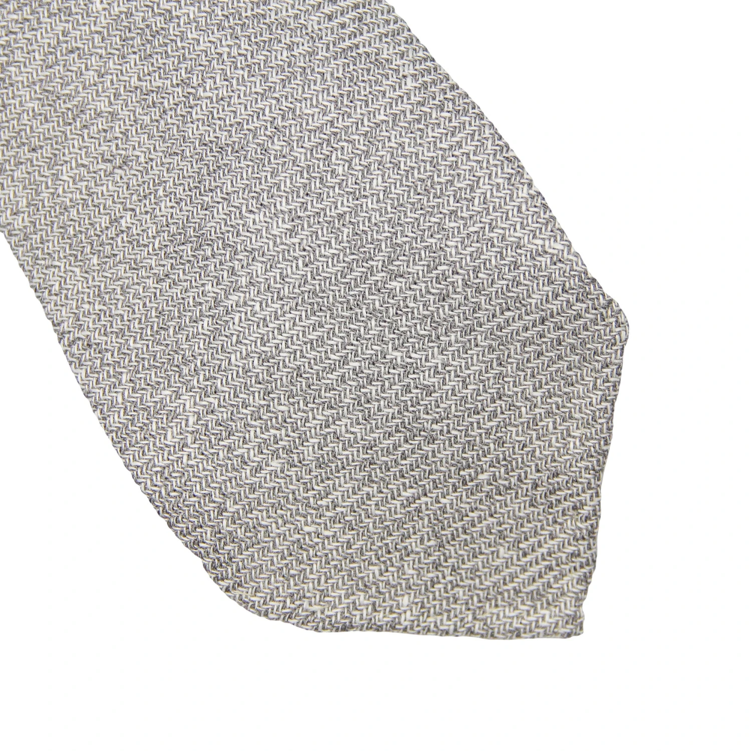 Silver Gray Woven Linen-Silk-Cotton Untipped Tie - Paolo Albizzati 4 Silver Gray Woven Linen-Silk-Cotton Untipped Tie - Paolo Albizzati - Image 2
