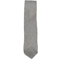 Silver Gray Woven Linen-Silk-Cotton Untipped Tie - Paolo Albizzati