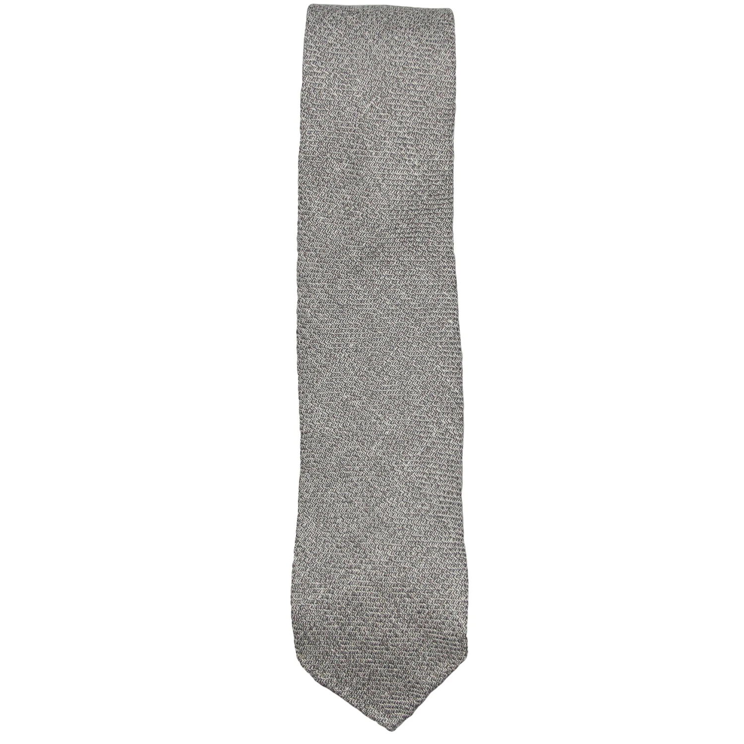Silver Gray Woven Linen-Silk-Cotton Untipped Tie - Paolo Albizzati 3 Silver Gray Woven Linen-Silk-Cotton Untipped Tie - Paolo Albizzati