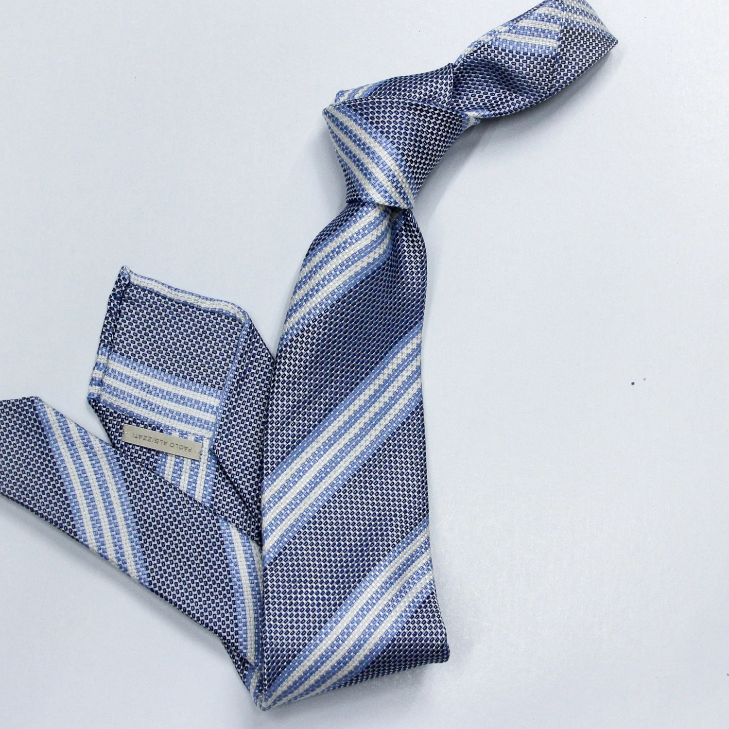 Blue Stripe Silk Tie - Paolo Albizzati 3 Blue Stripe Silk Tie - Paolo Albizzati
