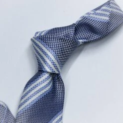 Blue Stripe Silk Tie - Paolo Albizzati 7 Blue Stripe Silk Tie - Paolo Albizzati -ETON Store PAOLO BLUE STRIPE 2