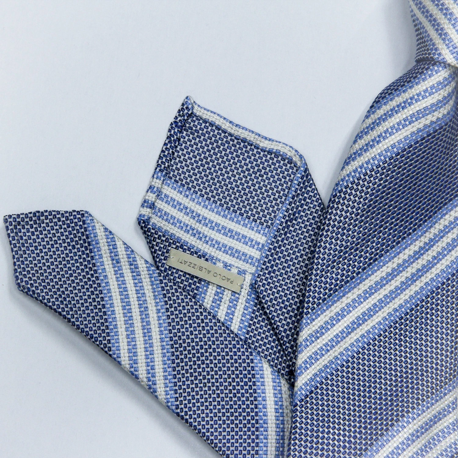 Blue Stripe Silk Tie - Paolo Albizzati 5 Blue Stripe Silk Tie - Paolo Albizzati - Image 3