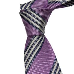 Lavender Stripe Silk Tie - Paolo Albizzati 6 Lavender Stripe Silk Tie - Paolo Albizzati -ETON Store PAOLO LAVENDER STRIPE 2