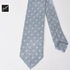 Light Blue Floral Pattern Silk-Linen Tie - Paolo Albizzati 6 Light Blue Floral Pattern Silk-Linen Tie - Paolo Albizzati -ETON Store PAOLOALBIZZATIP7157 2 1