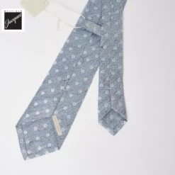 Light Blue Floral Pattern Silk-Linen Tie - Paolo Albizzati 7 Light Blue Floral Pattern Silk-Linen Tie - Paolo Albizzati -ETON Store PAOLOALBIZZATIP7157 2 2