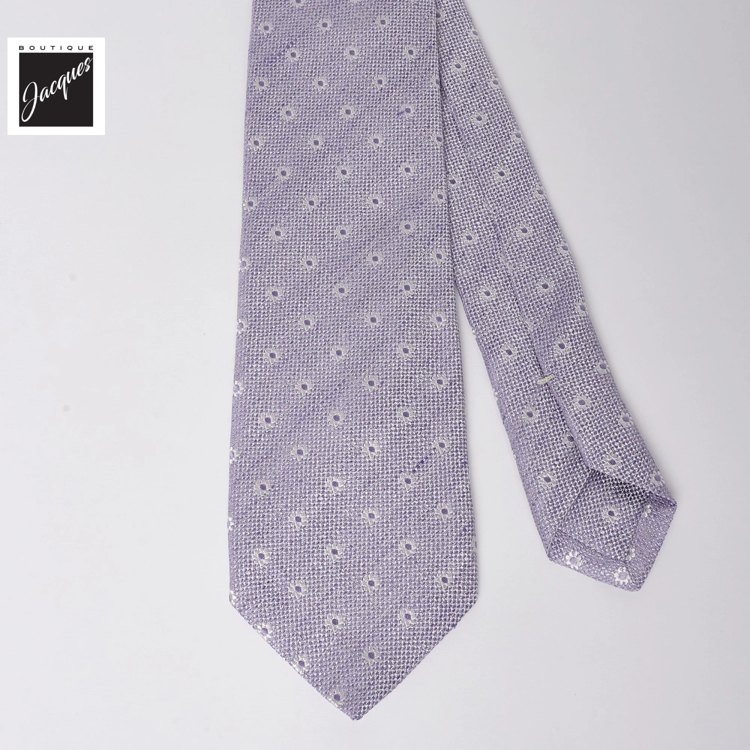 Lilac Floral Pattern Silk-Linen Tie - Paolo Albizzati 5 Lilac Floral Pattern Silk-Linen Tie - Paolo Albizzati - Image 3