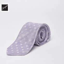 Lilac Floral Pattern Silk-Linen Tie - Paolo Albizzati