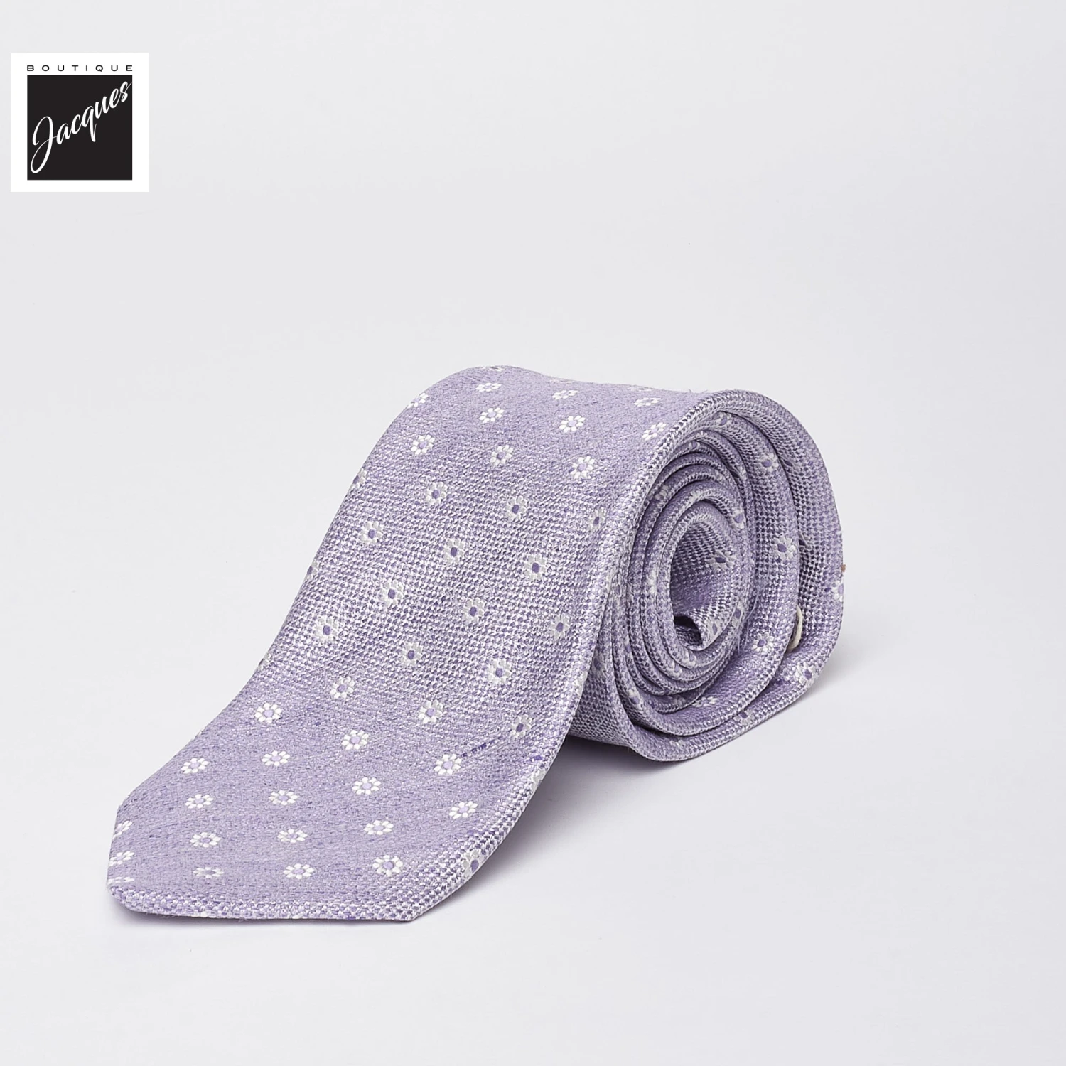 Lilac Floral Pattern Silk-Linen Tie - Paolo Albizzati 3 Lilac Floral Pattern Silk-Linen Tie - Paolo Albizzati