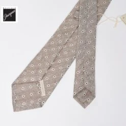 Beige Floral Pattern Silk-Linen Tie - Paolo Albizzati 7 Beige Floral Pattern Silk-Linen Tie - Paolo Albizzati -ETON Store PAOLOALBIZZATIP7157 5 3