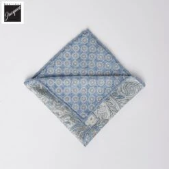 Light Blue Reversible Paisley/Medallion Silk Pocket Square - Paolo Albizzati 7 Light Blue Reversible Paisley/Medallion Silk Pocket Square - Paolo Albizzati -ETON Store PAOLOALBIZZATIPS657 1 6