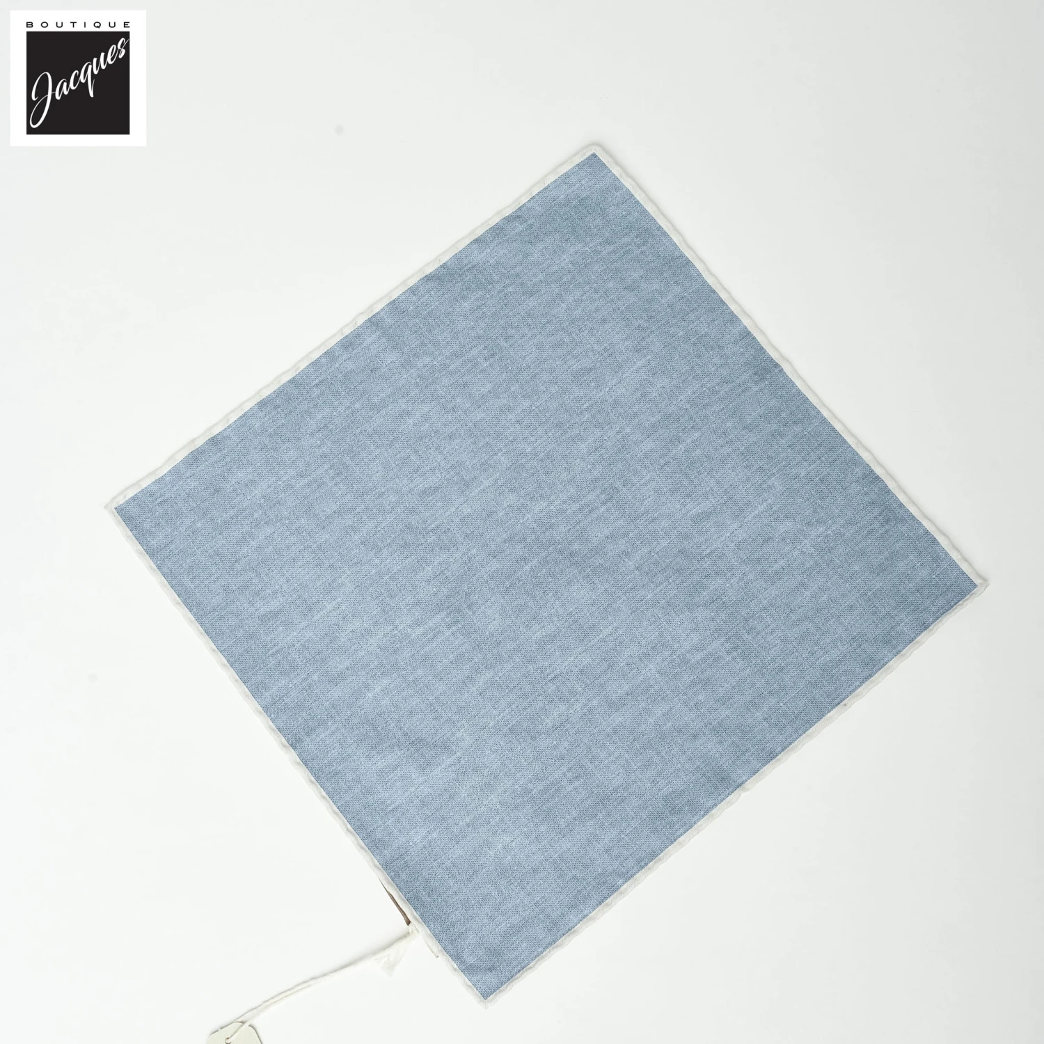 Light Blue W/ Ice Gray Trim Cotton-Silk Reversible Pocket Square - Paolo Albizzati 3 Light Blue W/ Ice Gray Trim Cotton-Silk Reversible Pocket Square - Paolo Albizzati