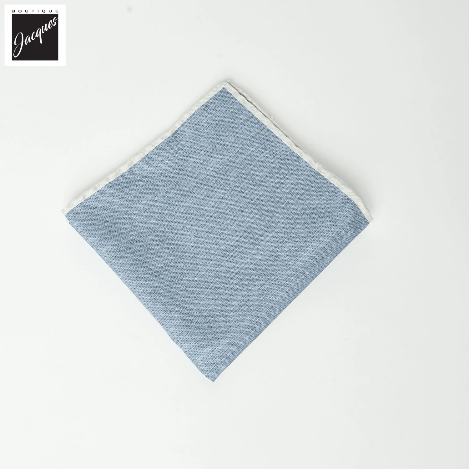 Light Blue W/ Ice Gray Trim Cotton-Silk Reversible Pocket Square - Paolo Albizzati 4 Light Blue W/ Ice Gray Trim Cotton-Silk Reversible Pocket Square - Paolo Albizzati - Image 2