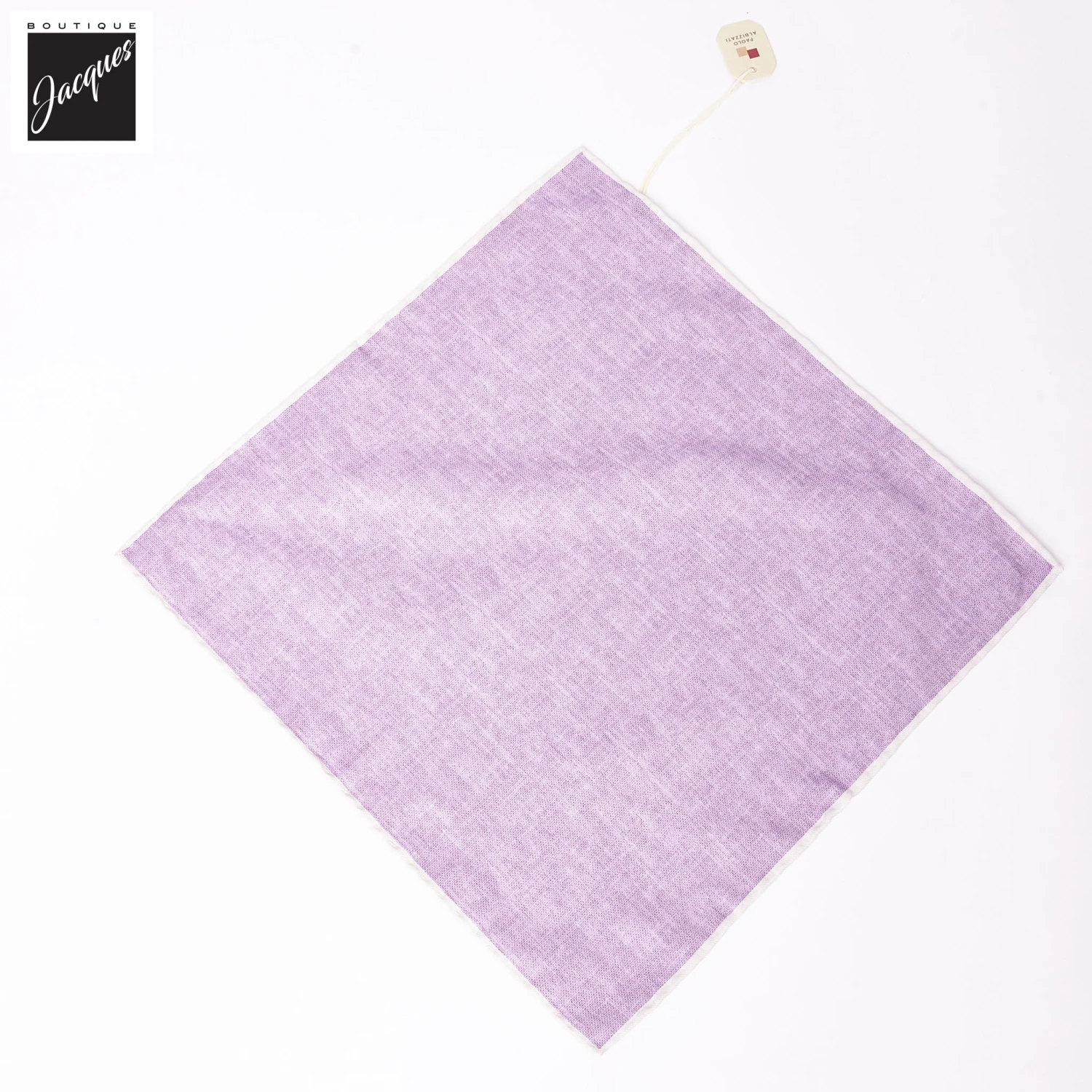 Lavender W/ Ivory Trim Cotton-Silk Reversible Pocket Square - Paolo Albizzati 3 Lavender W/ Ivory Trim Cotton-Silk Reversible Pocket Square - Paolo Albizzati