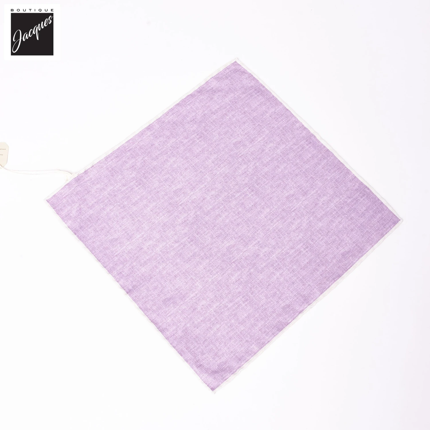 Lavender W/ Ivory Trim Cotton-Silk Reversible Pocket Square - Paolo Albizzati 4 Lavender W/ Ivory Trim Cotton-Silk Reversible Pocket Square - Paolo Albizzati - Image 2