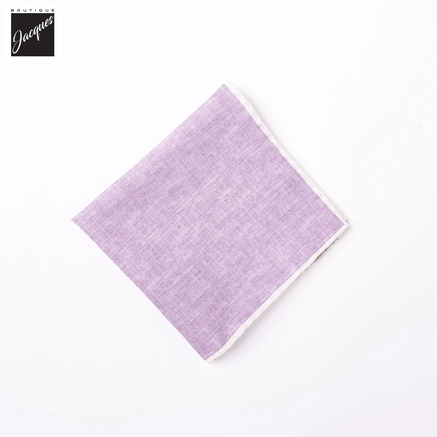Lavender W/ Ivory Trim Cotton-Silk Reversible Pocket Square - Paolo Albizzati 5 Lavender W/ Ivory Trim Cotton-Silk Reversible Pocket Square - Paolo Albizzati - Image 3
