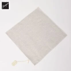 Pale Beige W/ White Trim Cotton-Silk Pocket Square - Paolo Albizzati