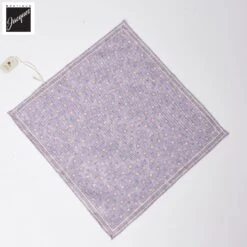 Mauve & Blue Reversible Geometric/ Paisley Cotton-Silk Pocket Square - Paolo Albizzati