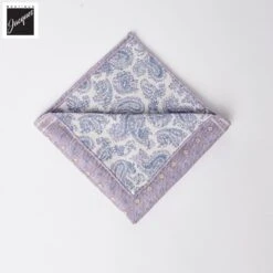 Mauve & Blue Reversible Geometric/ Paisley Cotton-Silk Pocket Square - Paolo Albizzati 7 Mauve & Blue Reversible Geometric/ Paisley Cotton-Silk Pocket Square - Paolo Albizzati -ETON Store PAOLOALBIZZATIPS665 2 7