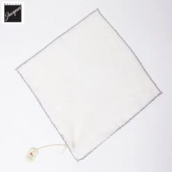 White W/ Gray Contrast-Stitched Edges Linen Pocket Square - Paolo Albizzati 5 White W/ Gray Contrast-Stitched Edges Linen Pocket Square - Paolo Albizzati -ETON Store PAOLOALBIZZATIPSS648 6 1