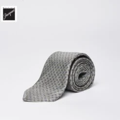 Gray Micro Paisley Print Silk Tie - Paolo Albizzati