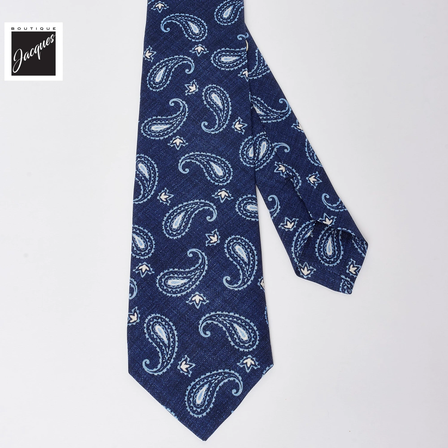 Blue Paisley Print Silk Tie - Paolo Albizzati 4 Blue Paisley Print Silk Tie - Paolo Albizzati - Image 2