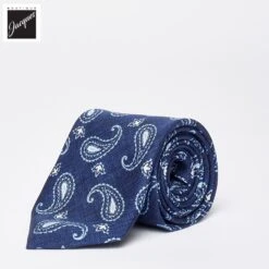 Blue Paisley Print Silk Tie - Paolo Albizzati