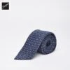 Dark Blue Floral Pattern Linen-Silk Tie - Paolo Albizzati