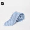 Pale Blue Floral Pattern Linen-Silk Tie - Paolo Albizzati