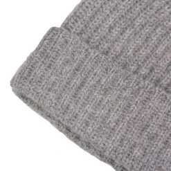 Gray Pure Cashmere Ribbed Beanie - Patrick Assaraf -ETON Store PATRICK ASSARAF P165W01Y 080 2