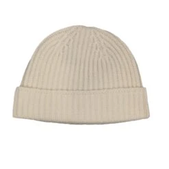 Vanilla Pure Cashmere Ribbed Beanie - Patrick Assaraf