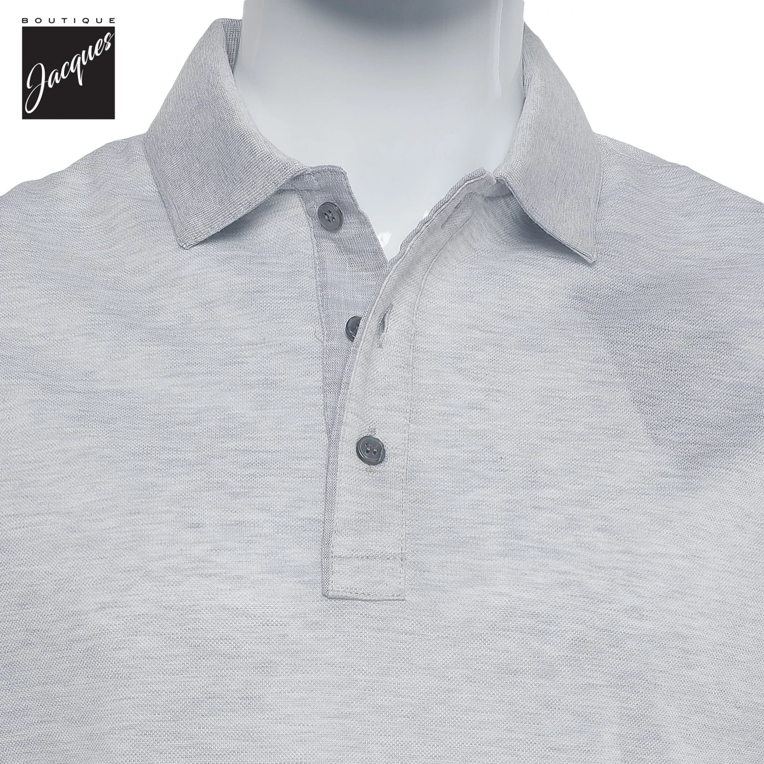 Paul&Shark Ice Gray Shark Tag Piqué Cotton Polo With Linen Trims - Paul & Shark 4 Paul&Shark Ice Gray Shark Tag Piqué Cotton Polo With Linen Trims - Paul & Shark - Image 2
